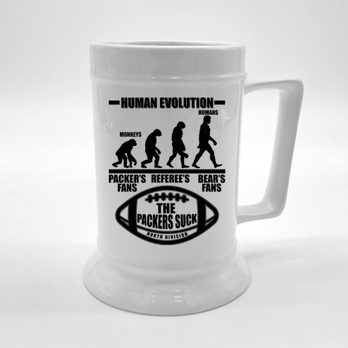 Funny Human Evolution Football Fan Front & Back Beer Stein