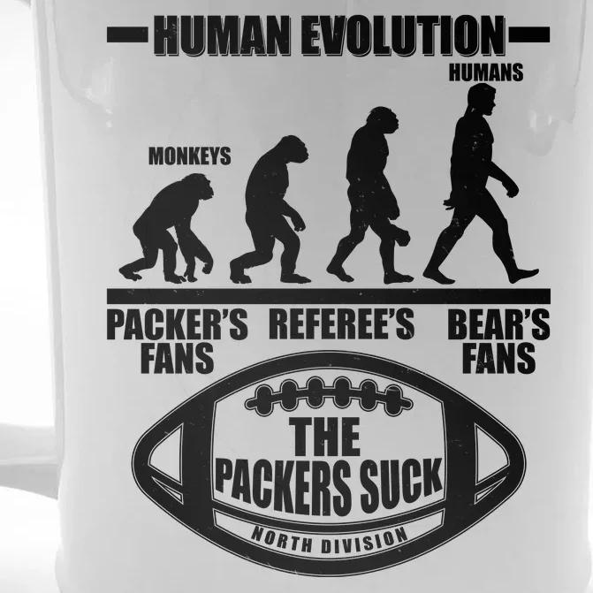 Funny Human Evolution Football Fan Front & Back Beer Stein