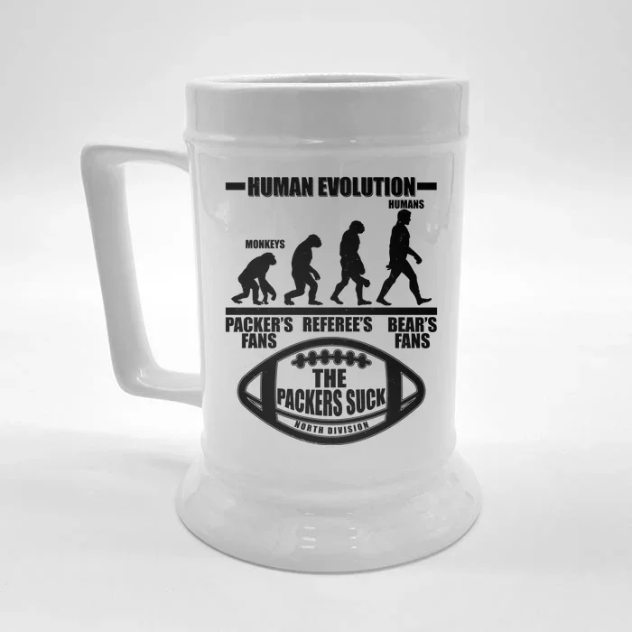 Funny Human Evolution Football Fan Front & Back Beer Stein