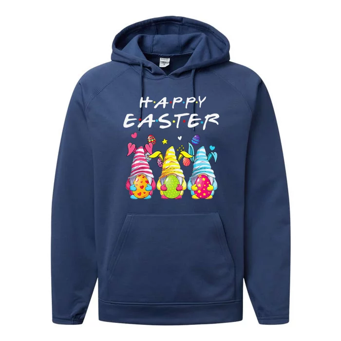 Funny Happy Easter Three Gnome Friends Easter Performance Fleece Hoodie