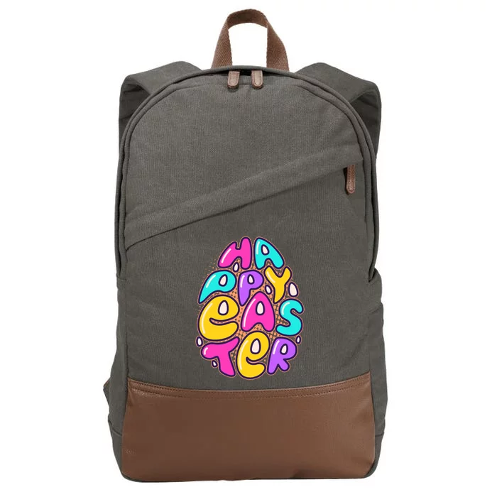 Funny Happy Easter Egg Cotton Canvas Backpack