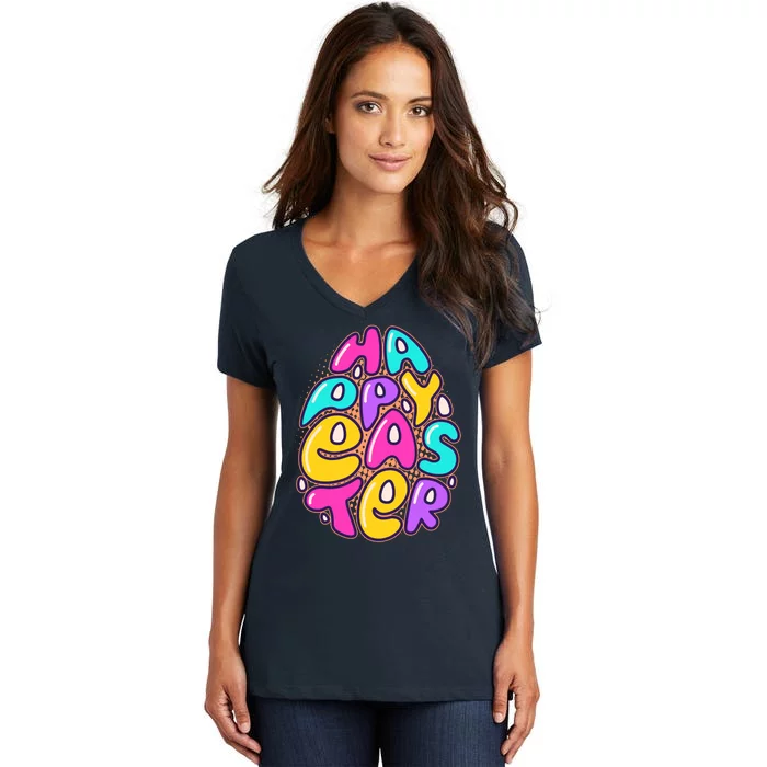 Funny Happy Easter Egg Women's V-Neck T-Shirt