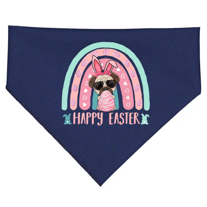 Funny Happy Easter Egg Y'all Rainbow Funny Pug Dog USA-Made Doggie Bandana