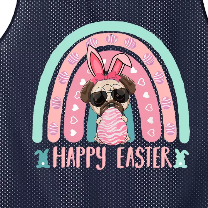 Funny Happy Easter Egg Y'all Rainbow Funny Pug Dog Mesh Reversible Basketball Jersey Tank