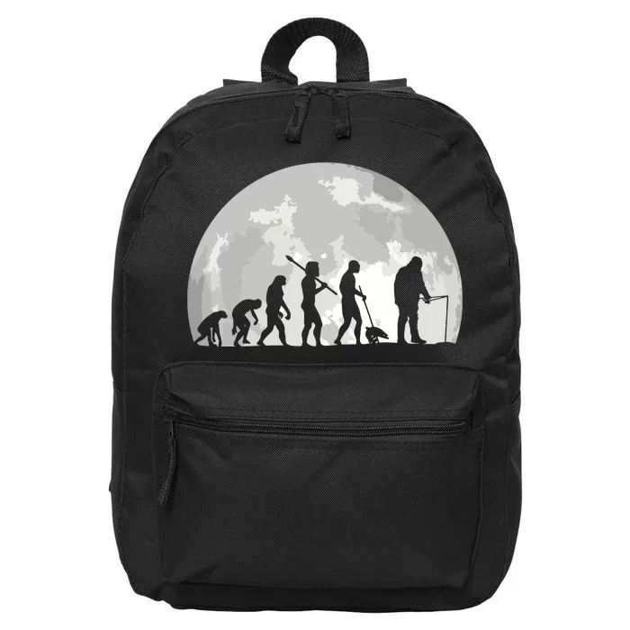 Fisherman Human Evolution Moon Vintage Fishing 16 in Basic Backpack