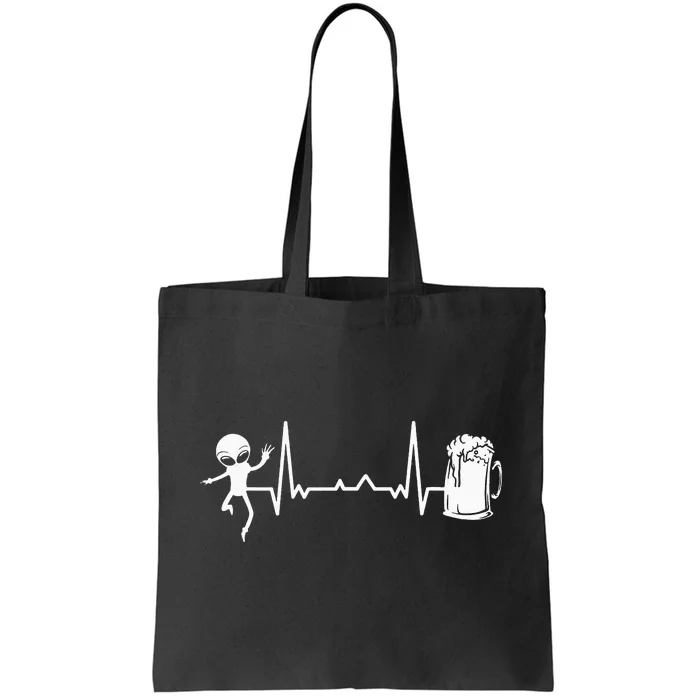 funny Heartbeat EKG Extraterrestrial Alien Tote Bag