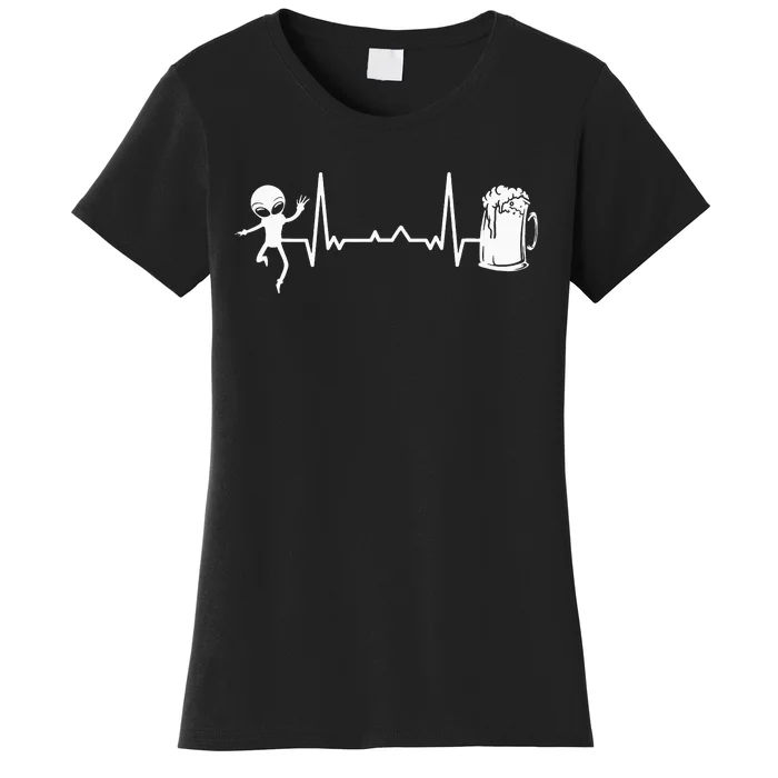 funny Heartbeat EKG Extraterrestrial Alien Women's T-Shirt