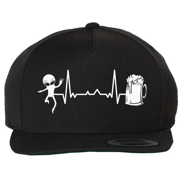 funny Heartbeat EKG Extraterrestrial Alien Wool Snapback Cap