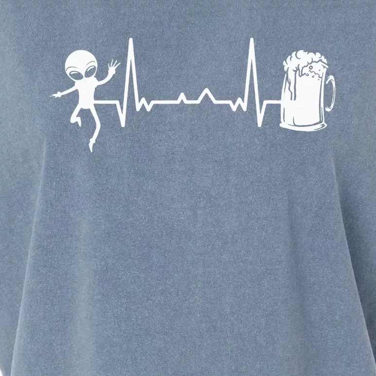 funny Heartbeat EKG Extraterrestrial Alien Garment-Dyed Women's Muscle Tee