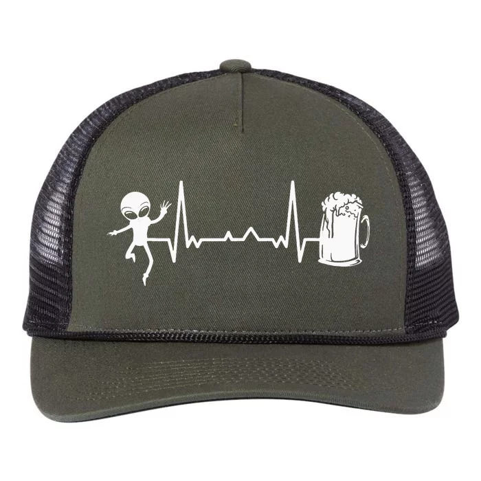 funny Heartbeat EKG Extraterrestrial Alien Retro Rope Trucker Hat Cap