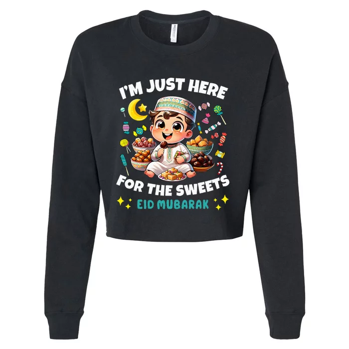 Funny Happy Eid Al Fitr Eid Al Adha Sweets Cropped Pullover Crew