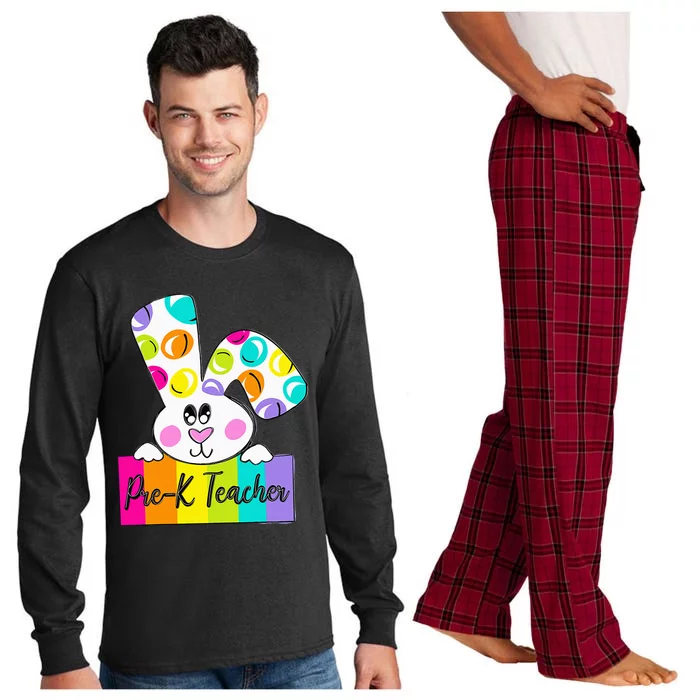 funny Happy Easter Day Bunny Pre-K Teacher Long Sleeve Pajama Set