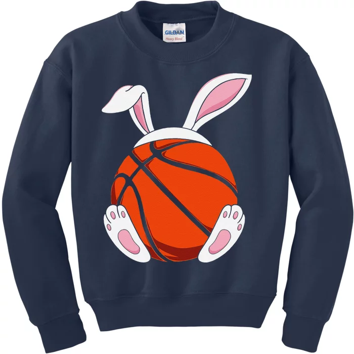 Funnyns Happy Easter Basketball Bunny Coach Kids Sweatshirt