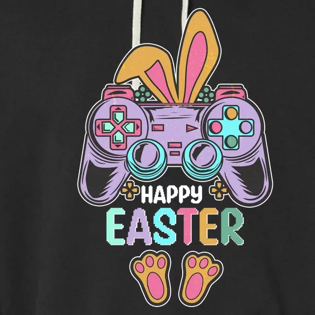 Funny Happy Easter Gamer Bunny Rabbit Controller Garment-Dyed Fleece Hoodie