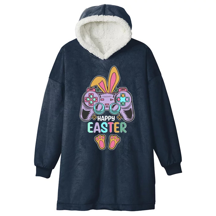 Funny Happy Easter Gamer Bunny Rabbit Controller Hooded Wearable Blanket