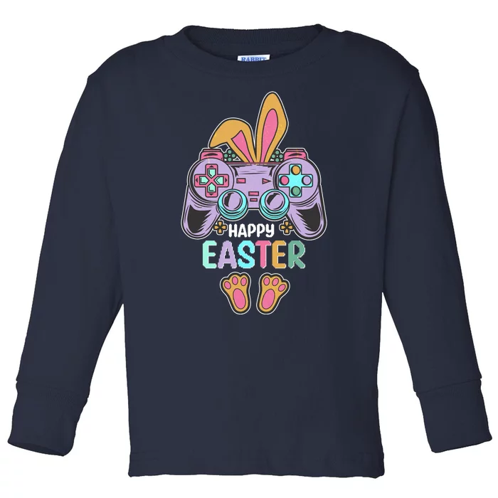 Funny Happy Easter Gamer Bunny Rabbit Controller Toddler Long Sleeve Shirt