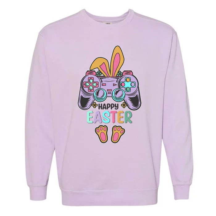 Funny Happy Easter Gamer Bunny Rabbit Controller Garment-Dyed Sweatshirt