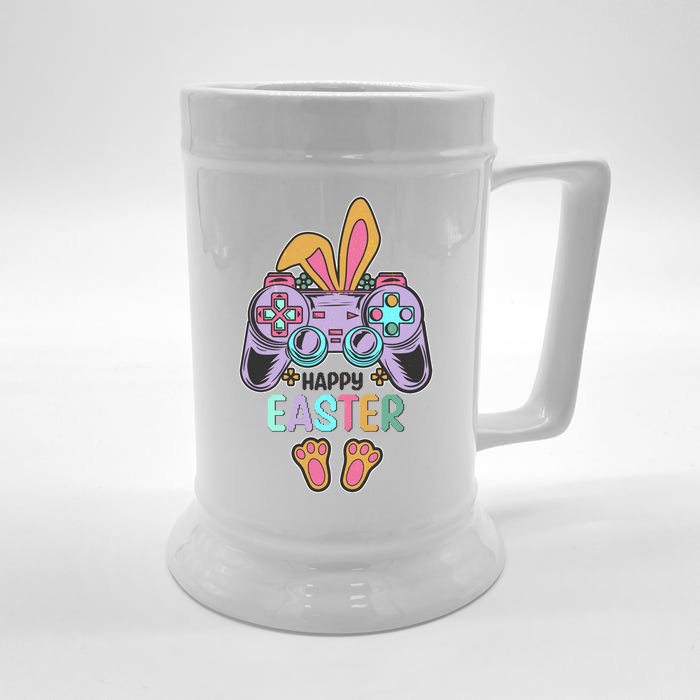 Funny Happy Easter Gamer Bunny Rabbit Controller Front & Back Beer Stein