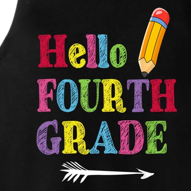 Funny Hello Fourth Grade Funny Back To The School Ladies Tri-Blend Wicking Tank