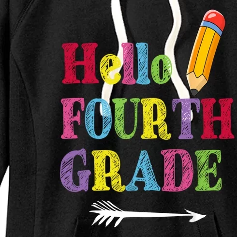 Funny Hello Fourth Grade Funny Back To The School Women's Fleece Hoodie