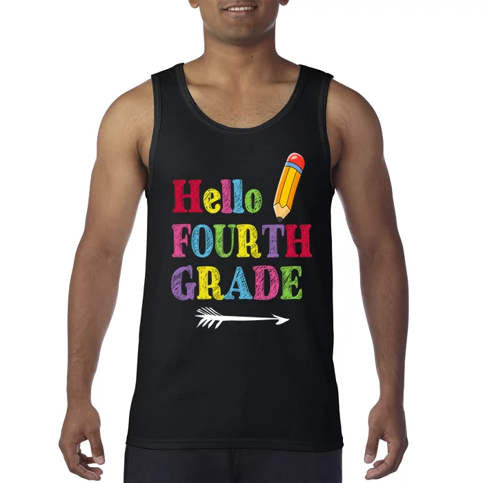 Funny Hello Fourth Grade Funny Back To The School Tank Top