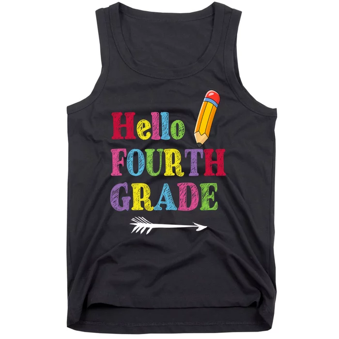 Funny Hello Fourth Grade Funny Back To The School Tank Top