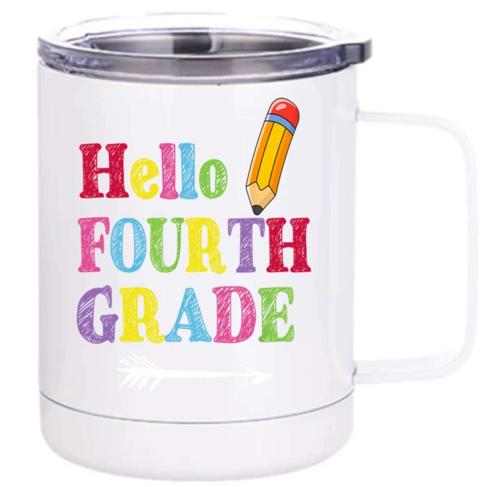 Funny Hello Fourth Grade Funny Back To The School Front & Back 12oz Stainless Steel Tumbler Cup