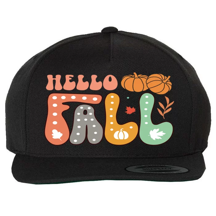 Funny Hello Fall For Thanksgiving Halloween Idea Great Gift Wool Snapback Cap