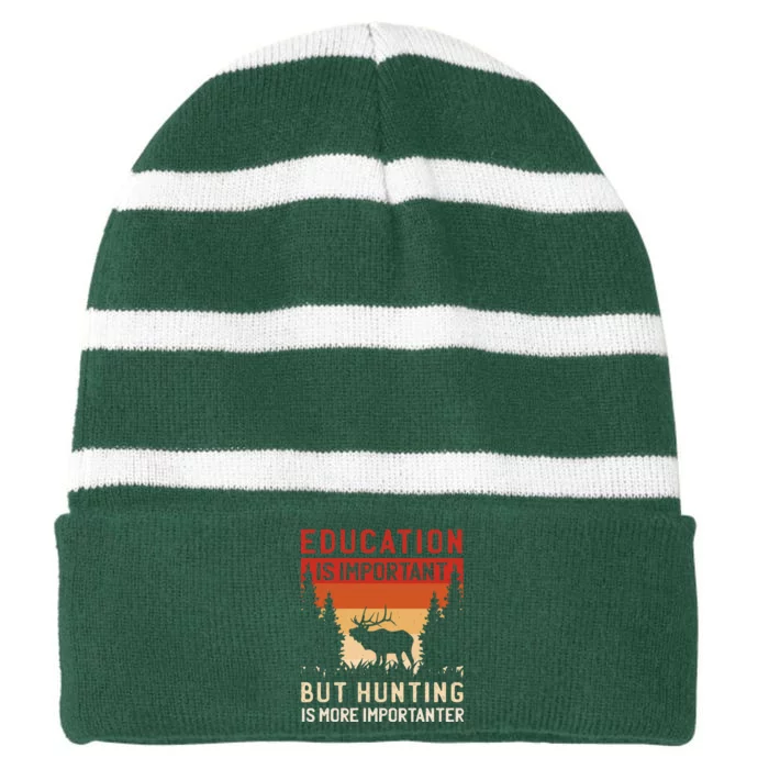 Funny Hunting Striped Beanie with Solid Band