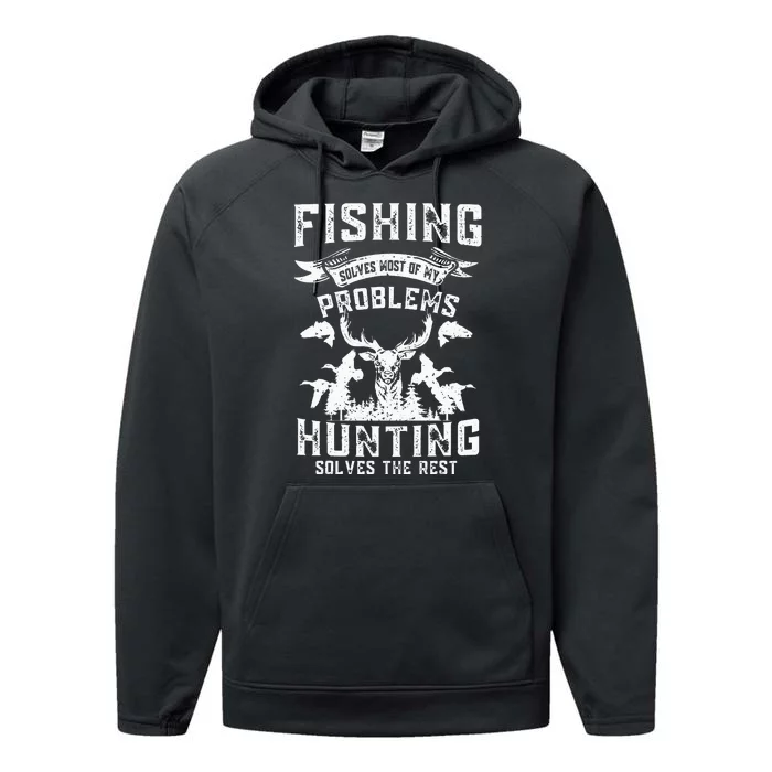 Fish Hunting Fishing Fishrod Fisherman Performance Fleece Hoodie