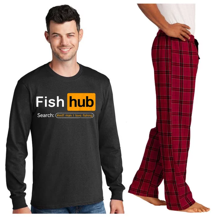 Fish Hub Funny Dirty Fishing Joke MILF Man I Love Fishing Fisherman Shirt Long Sleeve Pajama Set