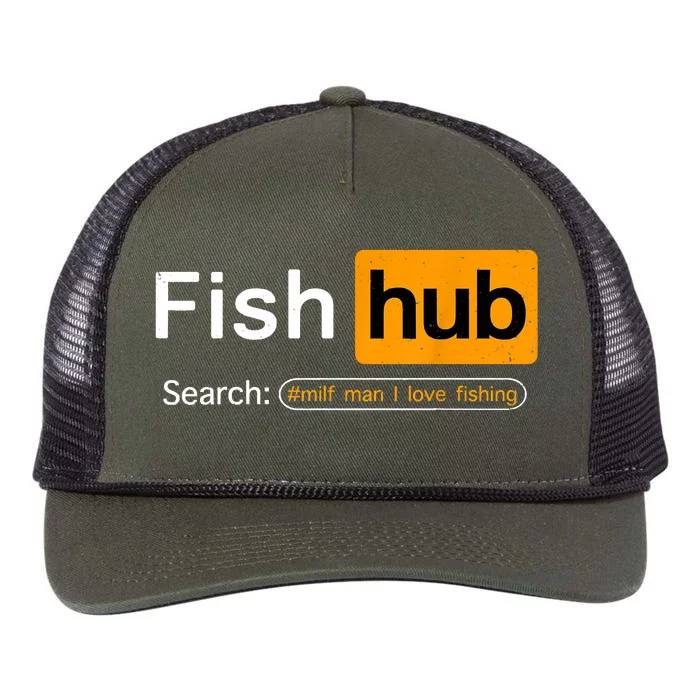 Fish Hub Funny Dirty Fishing Joke MILF Man I Love Fishing Fisherman Shirt Retro Rope Trucker Hat Cap