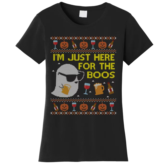 Funny Here for the Boos Ugly Halloween Sweater Sweatshirt Women's T-Shirt