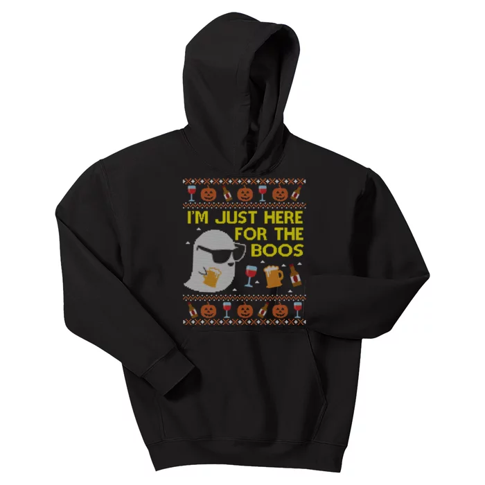 Funny Here for the Boos Ugly Halloween Sweater Sweatshirt Kids Hoodie