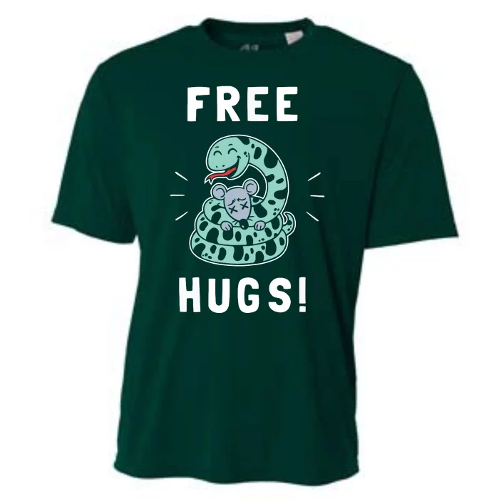 Free Hugs Funny Python Snake Anaconda Joke Tee Cooling Performance Crew T-Shirt