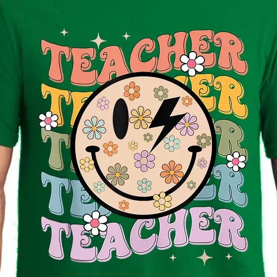 Funny Hippie Face Teacher Shirts Back To School Teachers Day Pajama Set