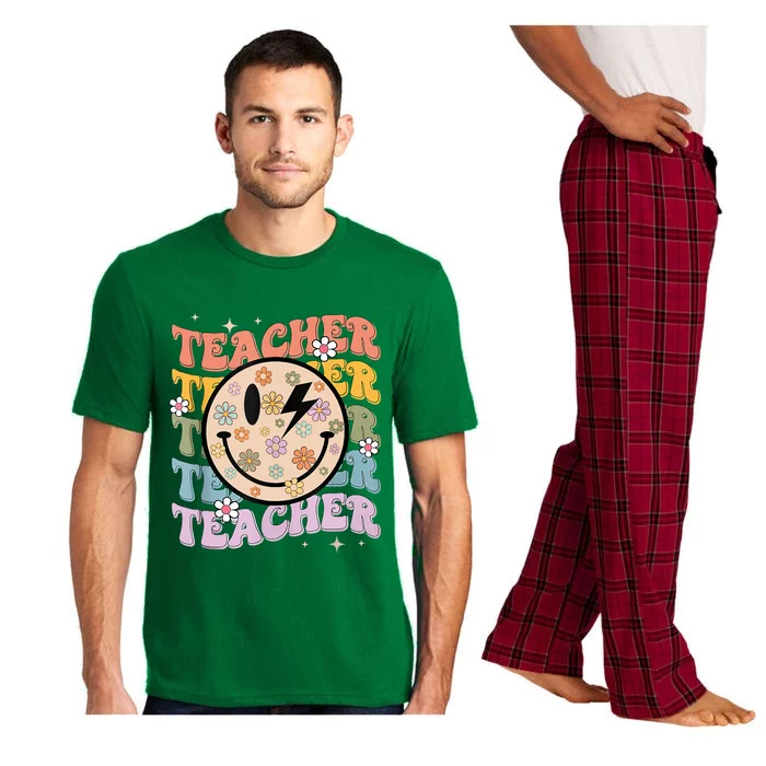 Funny Hippie Face Teacher Shirts Back To School Teachers Day Pajama Set