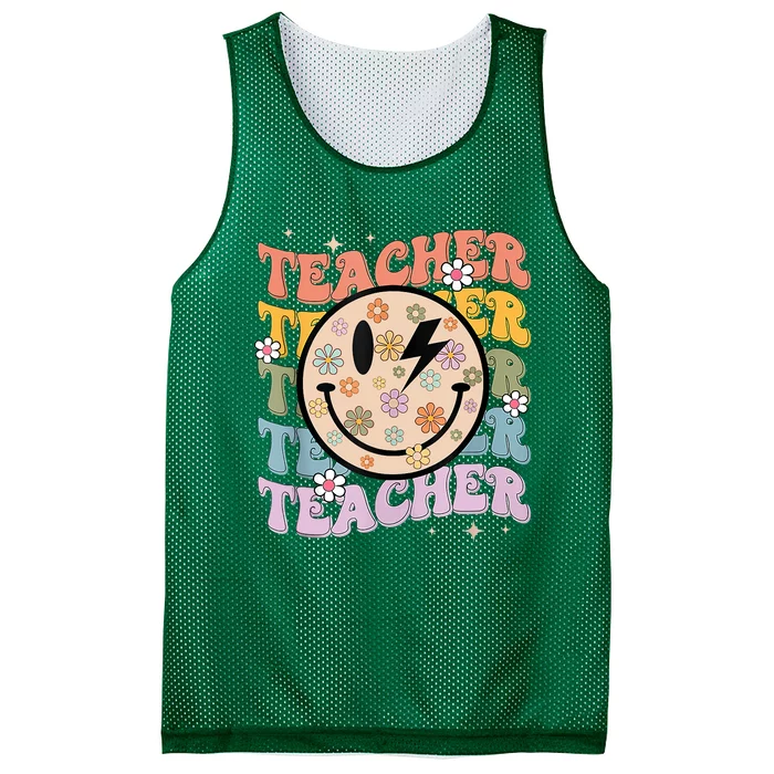 Funny Hippie Face Teacher Shirts Back To School Teachers Day Mesh Reversible Basketball Jersey Tank