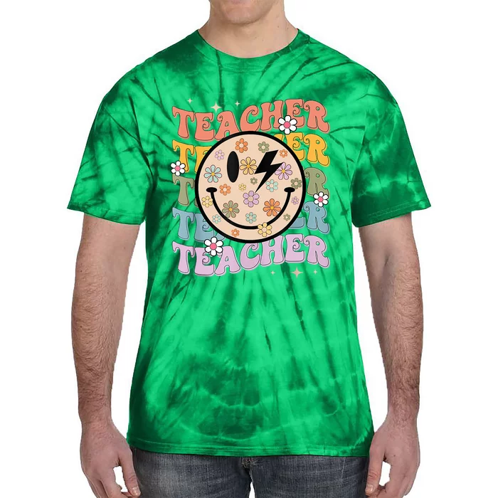 Funny Hippie Face Teacher Shirts Back To School Teachers Day Tie-Dye T-Shirt