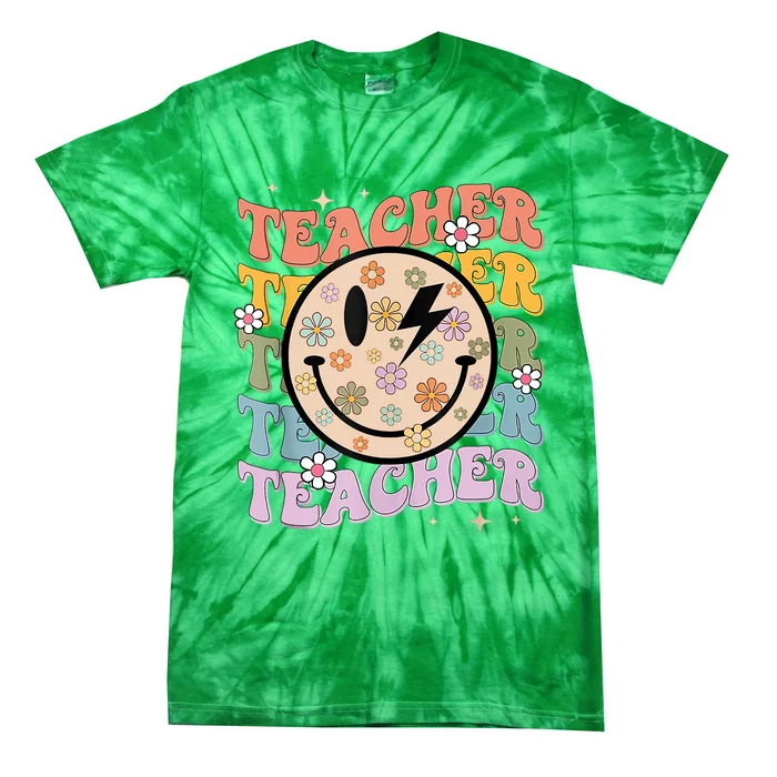 Funny Hippie Face Teacher Shirts Back To School Teachers Day Tie-Dye T-Shirt