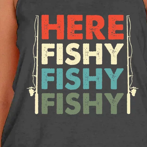 Fish Hunting Fishing Fishrod Fisherman Women's Knotted Racerback Tank