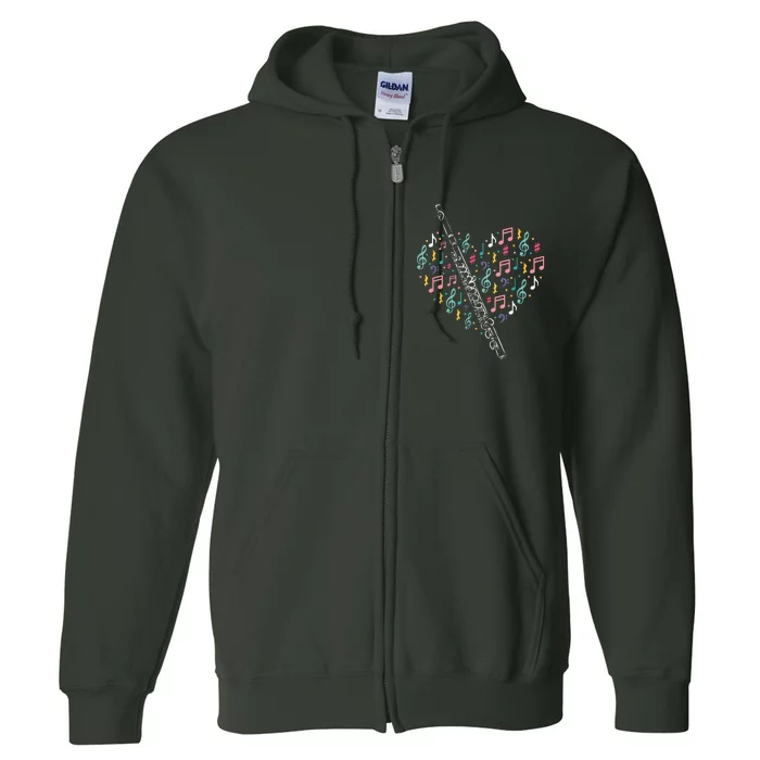 Flute Heart Flute Player Flutist Marching Band Music Full Zip Hoodie