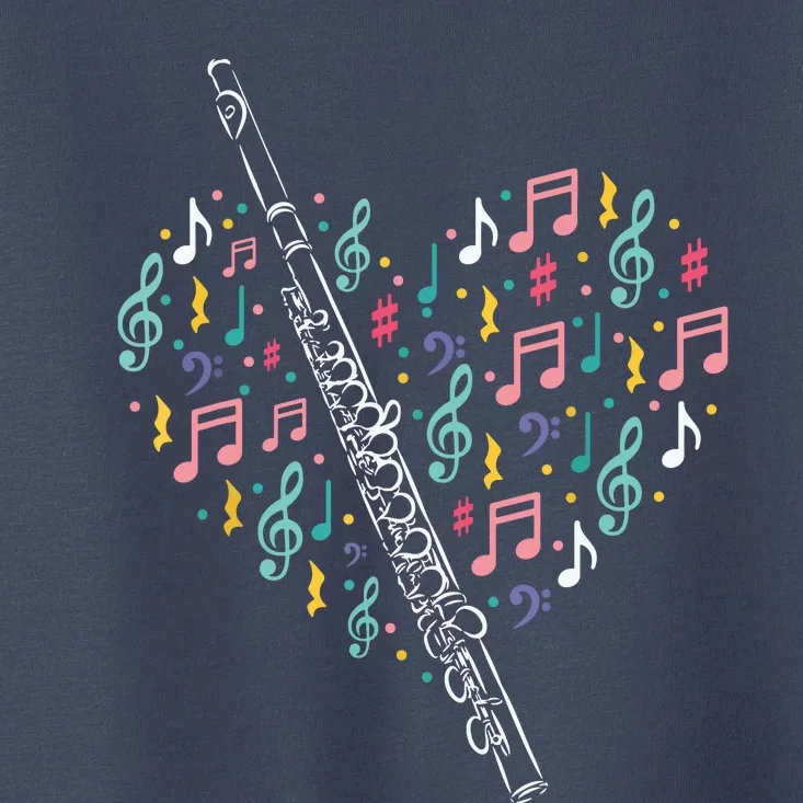 Flute Heart Flute Player Flutist Marching Band Music Toddler T-Shirt