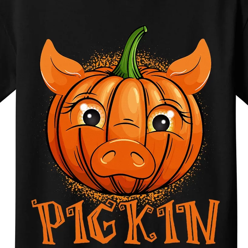 Funny Halloween Fall Pigkin Pig Pumpkin Thanksgiving Piggy Kids T-Shirt