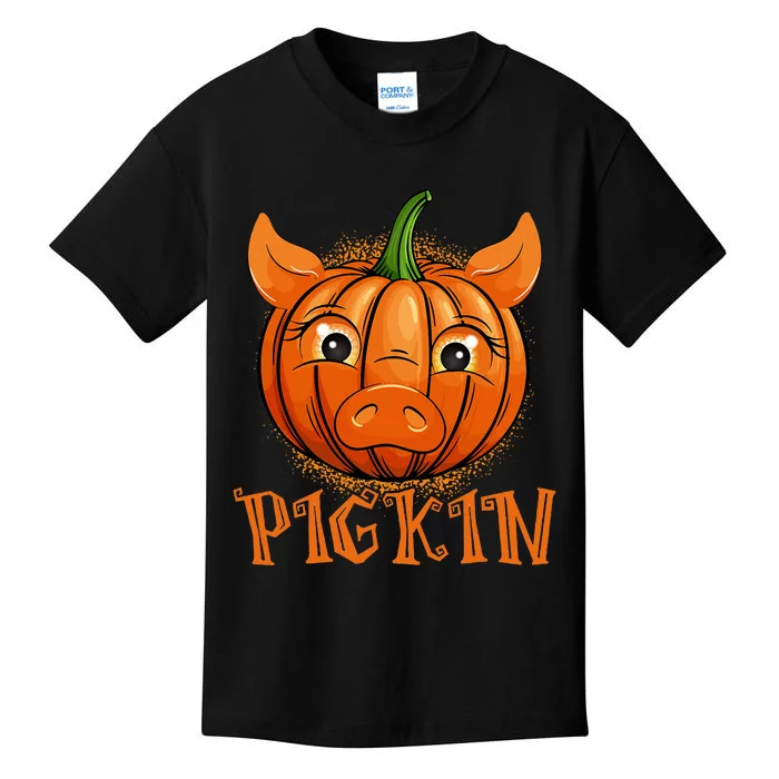 Funny Halloween Fall Pigkin Pig Pumpkin Thanksgiving Piggy Kids T-Shirt