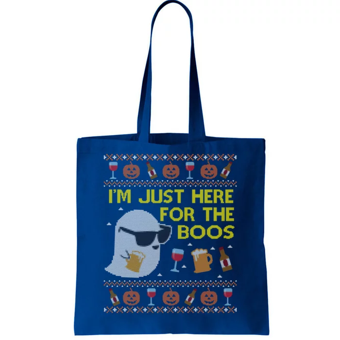 Funny Here For The Boos Gift Ugly Halloween Sweater Gift Tote Bag