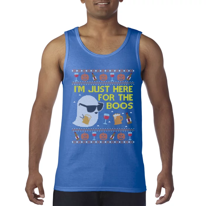 Funny Here For The Boos Gift Ugly Halloween Sweater Gift Tank Top