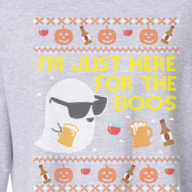 Funny Here For The Boos Gift Ugly Halloween Sweater Gift Cropped Pullover Crew