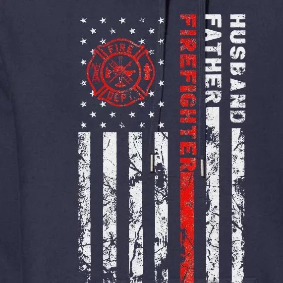 Firefighter Husband Father Fireman Fathers Day Gift For Dad Premium Hoodie