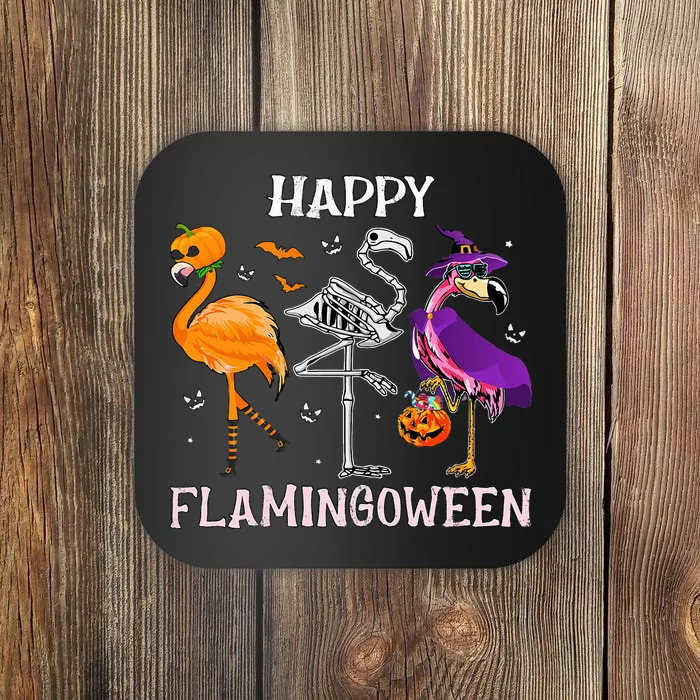 Flamingoween Halloween Flamingo Costume Skeleton Witch Coaster